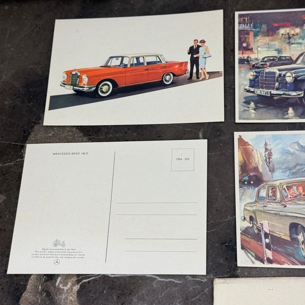 Mercedes-Benz Vintage Postcard Set 6pc Multicolor Classic Car Art